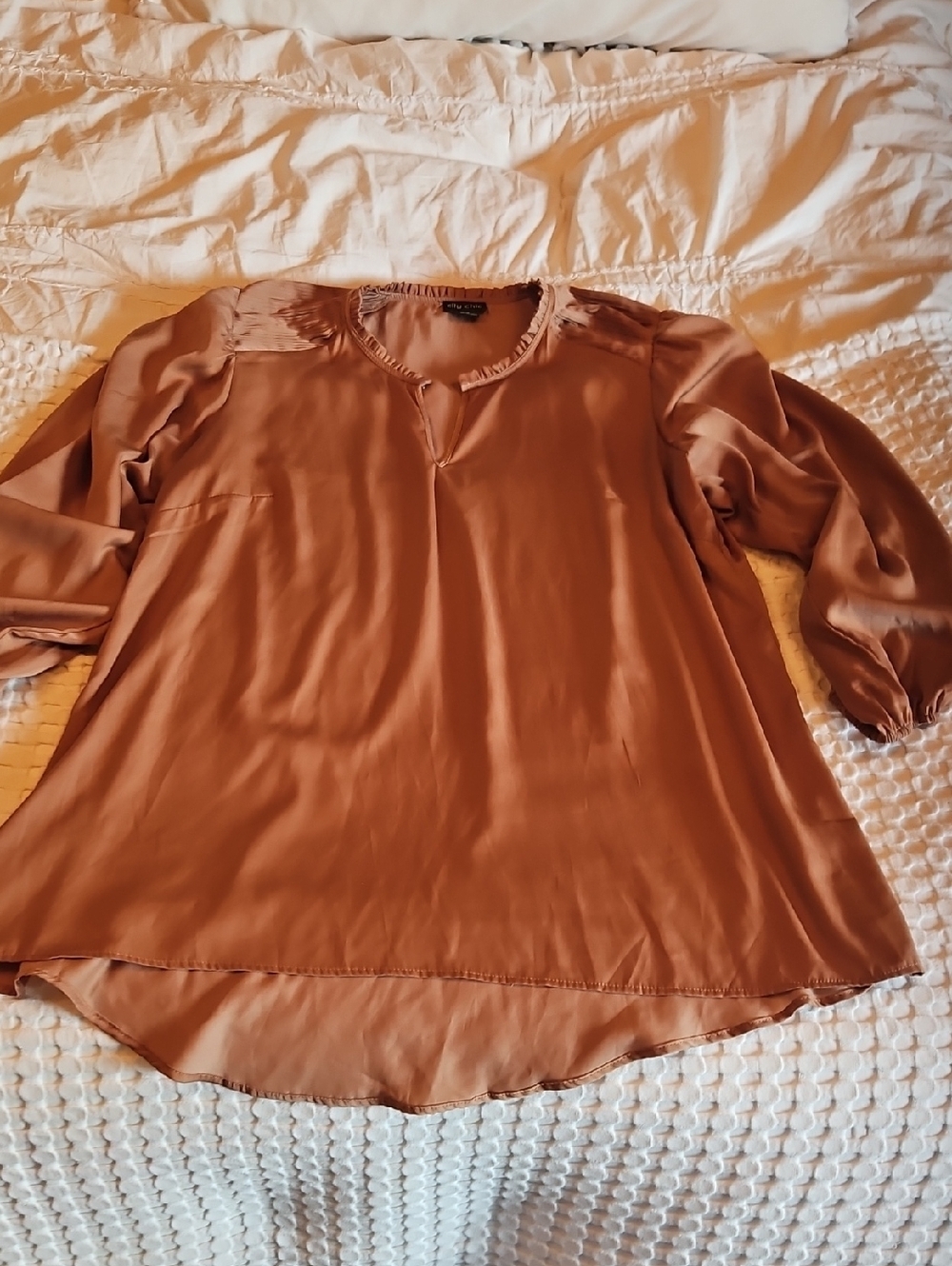 Women's Tan Blouse - Lightweight Long Sleeve Size 18